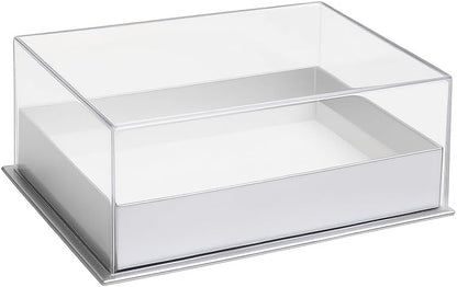 Transparent Acrylic Rectangular Box 18x13.5x7.5cm Silver Color for Storage and Display
