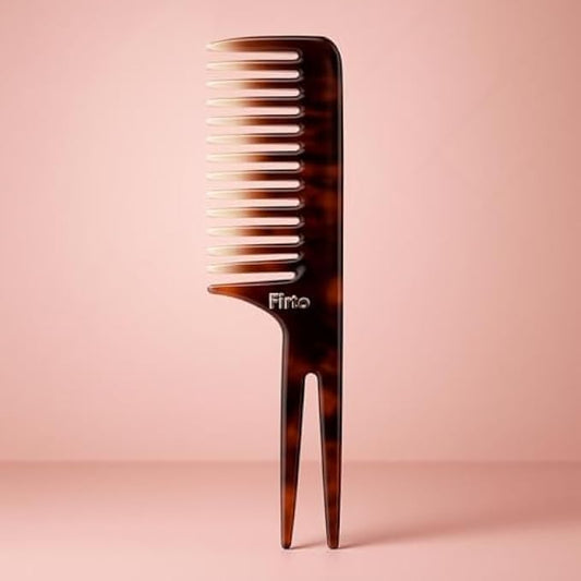 Large Shampoo Comb with 2 Legs - Wide Tooth Detangling Comb for Wet Hair, Scalp Massage, Shower Use - Coffee Color