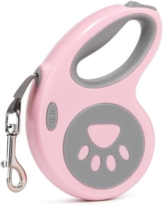 Retractable Pet Leash Pink - Retractable Dog Leash & Cat Leash, Compact 18x10.5cm Housing, Extendable Pet Lead for Small Dogs & Puppies