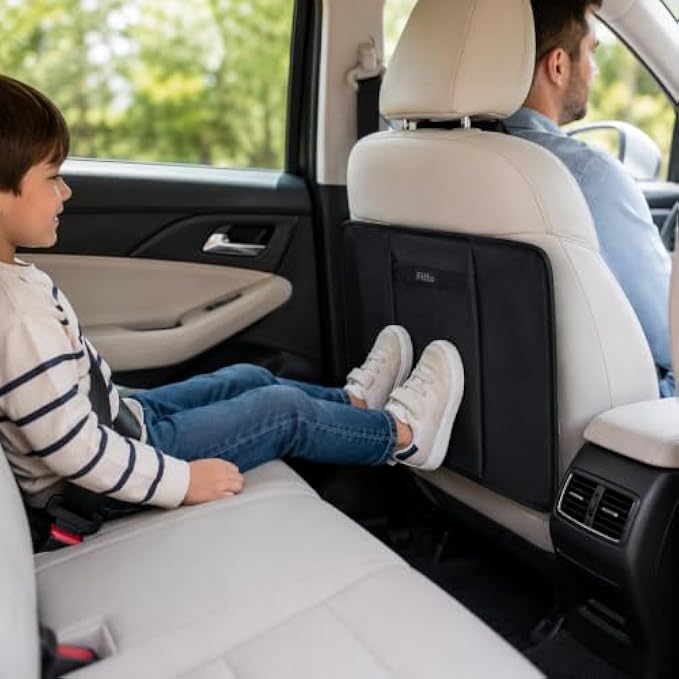 96 Pieces Anti-Kick Car Seat Back Protectors (42 x 72 cm – Full-Coverage Backseat Mat with Storage Pocket for Cars and SUVs – Black)