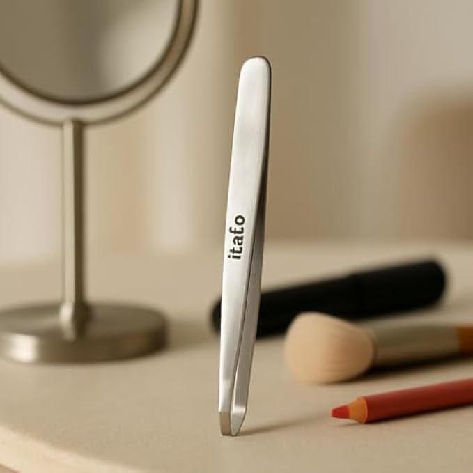 144 Pieces Stainless Steel Tweezers (10cm - Slant Tip Eyebrow Tweezer for Precision Hair Removal & Grooming)