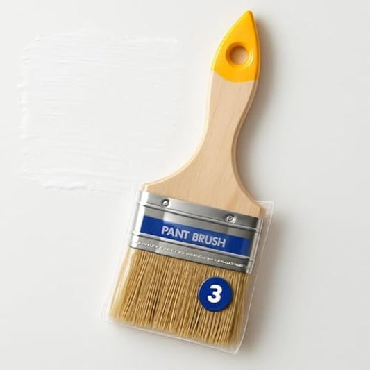 3 Inch Paint Brush Wooden Handle, Flat Paintbrush for Interior & Exterior, Acrylic Oil Latex