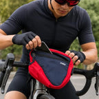 96 Pieces Bicycle Handlebar Bags with Zippered Main Compartment (Side Pockets and Secure Strap Mount – Compact Lightweight Bike Storage Pouch for Cycling – Red and Navy Blue)
