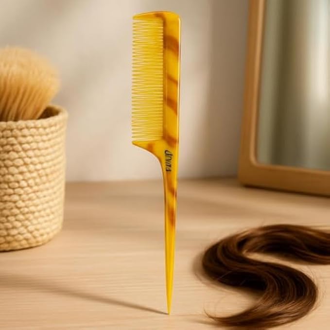 120 Pieces Fine Tail Comb Plastic Yellow - Rat Tail Styling Combs for Hair Sectioning (Backcombing – Teasing & Styling)