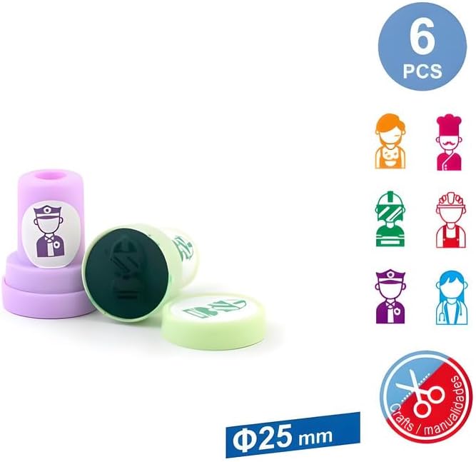 120 Pieces 6 Assorted Character Stamps (25mm Size for Crafting and Creativity)