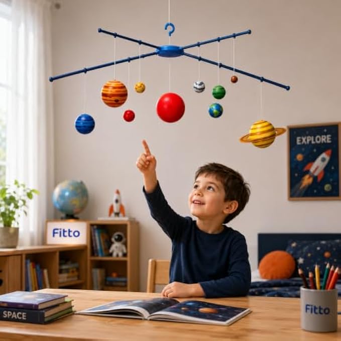 72 Pieces Solar System Hanging Models (9-Piece Sun and Planets Mobile with Hook – Colorful Educational Room Decor for Home and Classroom)