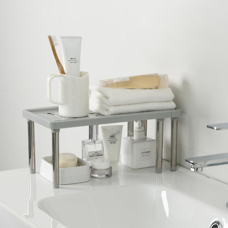 Folding Multi-Purpose Standing Rack – Grey & White – PP + Stainless Steel – Anti-Slip Design