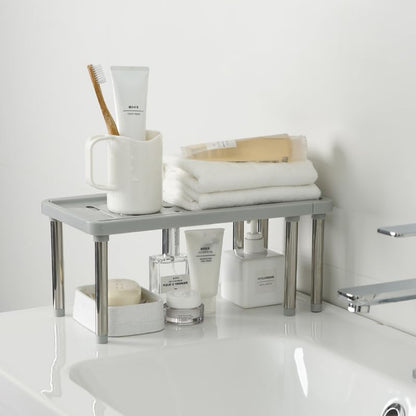 Folding Multi-Purpose Standing Rack – Grey & White – PP + Stainless Steel – Anti-Slip Design