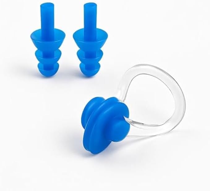 144 Pieces Swimming Ear Plugs & Nose Clip Set - Silicone Waterproof Reusable Earplugs for Swimming Adults & Kids (Comfortable Swim Nose Clip)