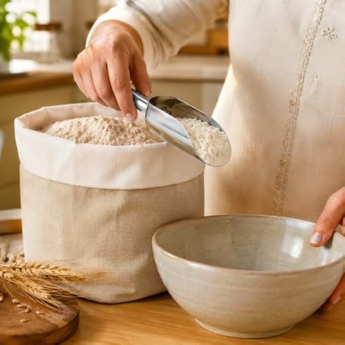 72 Pieces Stainless Steel Atta Scoops (Food Safe Multipurpose Flour Scoop for Atta – Rice – Grains and Dry Ingredients – Durable Easy Clean Kitchen Scoop – Silver)