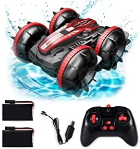 48 Pieces Remote Control Car Water and Land Driving Amphibious RC Cars (Waterproof Stunt RC Car – Red)