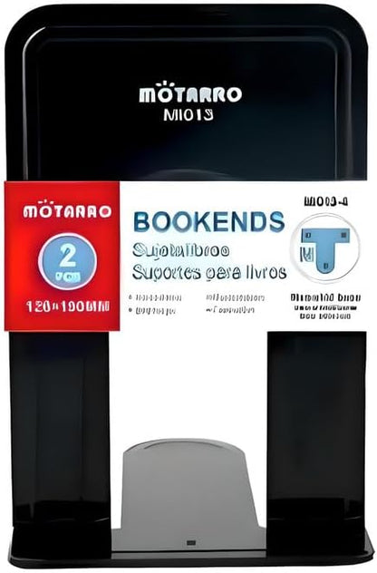 Bookends 2 piece set 19x12.6cm Black, Metal Book Holder for Shelves, Office, Home, Library Organization