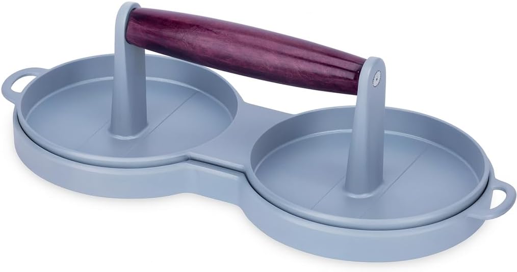 Burger Press Patty Maker for Steaks and Veggies, Double Head Design, Silver