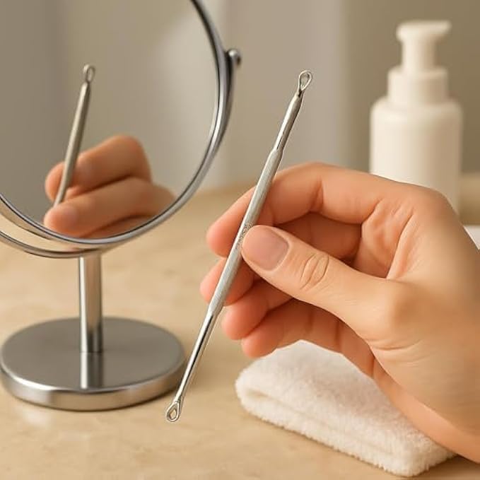 120 Pieces Pimple Remover Tool Stainless Steel Blackhead Remover Comedone Extractor Acne Zit Blemish Extractor Double-Ended Loops