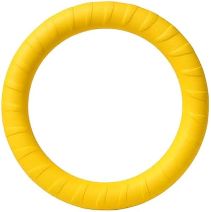 Pet Ring Toy Yellow 18x18cm - Dog Chew & Fetch Ring, Puppy Teething Ring, Interactive Toss Training Toy