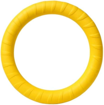 Pet Ring Toy Yellow 18x18cm - Dog Chew & Fetch Ring, Puppy Teething Ring, Interactive Toss Training Toy