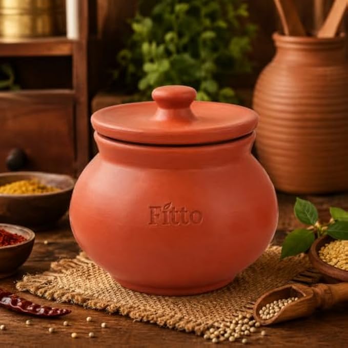 72 Pieces Traditional Clay Storage Handis with Lid (Natural Earthen Pot for Storing Grains – Pulses – Spices and Kitchen Essentials – Terracotta)