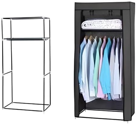 60 Pieces Closet Wardrobes (Portable – Metal Shelves – Dustproof Cover – 41.73x17.72x65.35 in – Black)