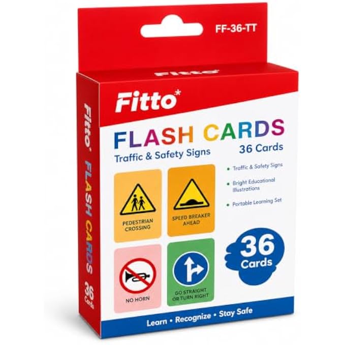 120 Pieces Traffic and Safety Signs Flash Cards (36-Piece Educational Road Sign Learning Set with Bright Illustrations and Portable Storage Box)