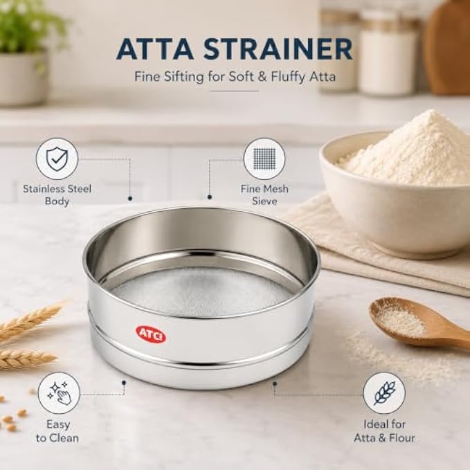 72 Pieces Stainless Steel Atta Strainers (Fine Mesh Flour Sieve for Wheat Flour – Powdered Sugar and Spices – Rust-Resistant – Silver)