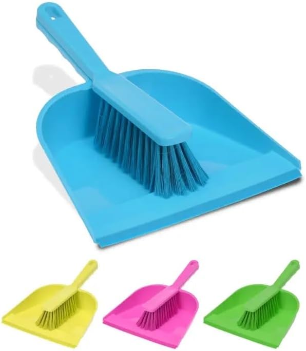 Dustpan and Brush Set - High-Quality Plastic, Ergonomic Handle, Lightweight, Compact Design for Efficient Cleaning - Indoor & Outdoor Use, Ideal for Home, Office, Garage, and Car