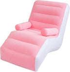 48 Pieces Indoor & Outdoor Inflatable Deluxe Lounge Chairs with Armrest (Soft Plush Fabric Seating – Ideal for Home – Camping – Gaming – Picnics – Festivals (Pink))