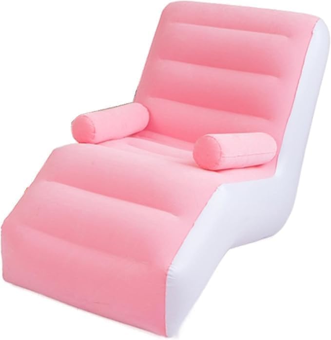 Indoor & Outdoor Inflatable Deluxe Lounge Chair with Armrest – Soft Plush Fabric Seating, Ideal for Home, Camping, Gaming, Picnics, Festivals (Pink)