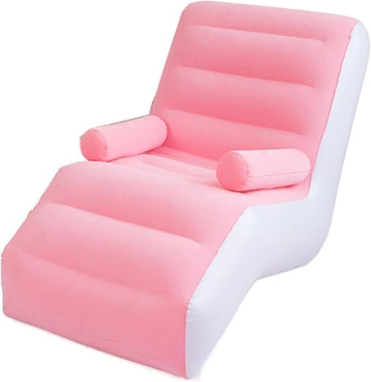 Indoor & Outdoor Inflatable Deluxe Lounge Chair with Armrest – Soft Plush Fabric Seating, Ideal for Home, Camping, Gaming, Picnics, Festivals (Pink)