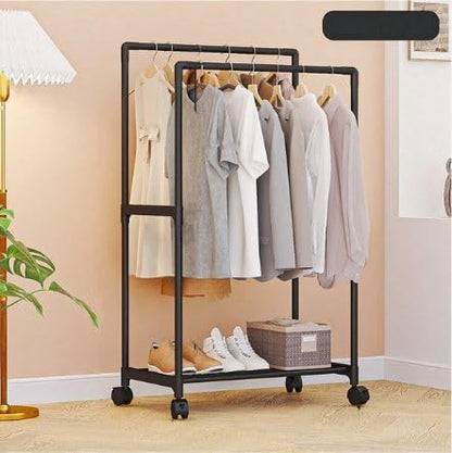 Portable Clothes & Shoe Organizer on Wheels – Multi-functional Mobile Storage Rack for Shoes and Clothing, with Rolling Casters for Easy Movement, Ideal for Bedrooms, Dorms, and Entryways