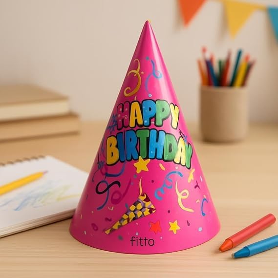 120 Pieces Pink Birthday Party Cone Hats Medium Pack of 6 - Paper Cone Party Hats for Kids & Adults (Disposable Party Accessories)