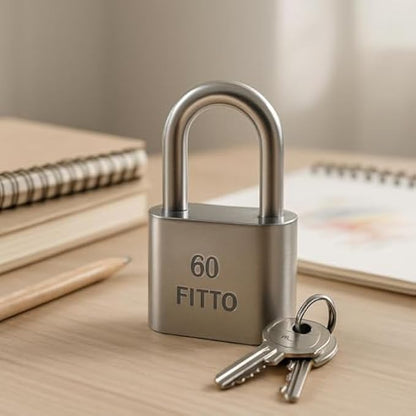 60mm Padlock with Keys - Solid Metal Security Lock with Hardened Shackle for Gate Door Locker Shed