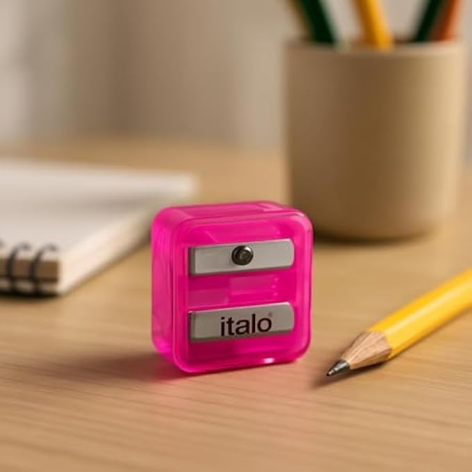 Pink Pencil Sharpener - Manual Handheld Portable School Office Stationery Sharpener for Kids and Adults, Single Hole Plastic