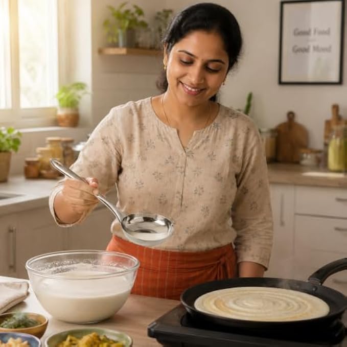 96 Pieces Stainless Steel Dosa Ladles with Long Handle (Deep Round Batter Pouring Spoon for Dosa – Crepes – Pancakes and Kitchen Serving – Silver)