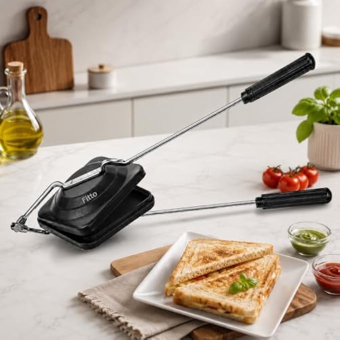72 Pieces Nonstick Sandwich Toasters with Long Cool-Touch Handle (Secure Lock – Gas Stove Compatible – Black)
