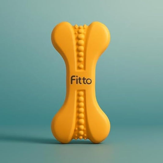 Dog Bone Toy Orange 15 x 6.3 cm - Chew Toy for Dogs & Puppies, Bone Shaped Pet Toy for Chewing, Fetch and Play