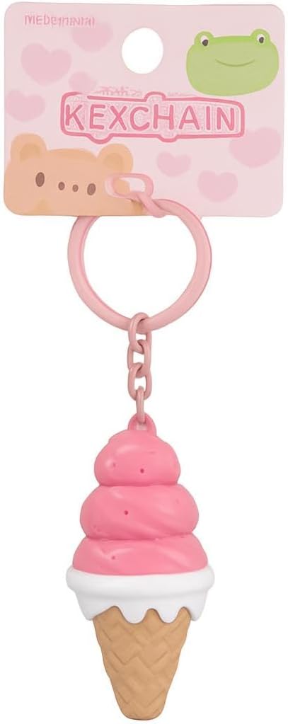 96 Pieces Creative Ice Cream Keychain - PVC & Rubbers (Pink)