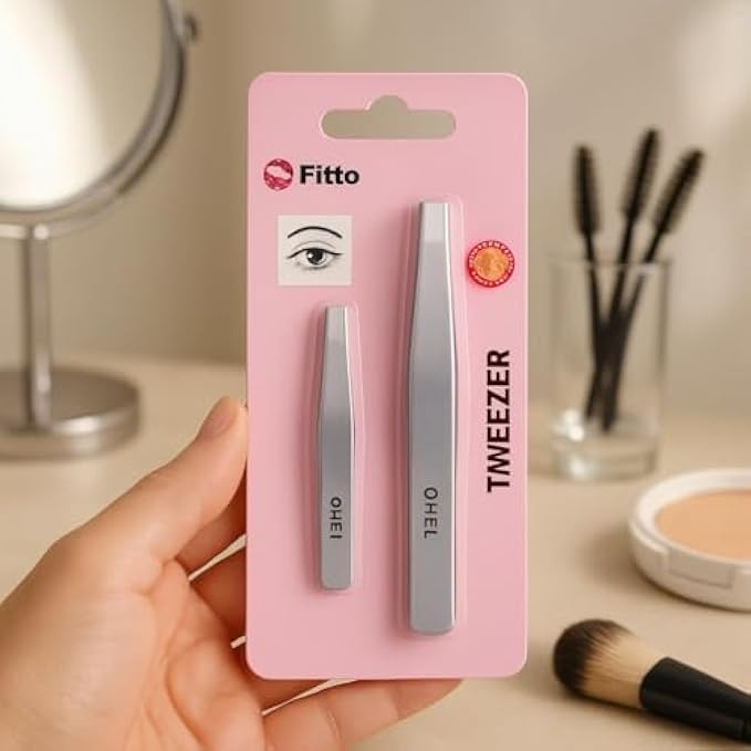 96 Pieces Stainless Steel Tweezer Set 2-Pack - Slant & Point Precision Tweezers for Eyebrow Shaping (Hair Removal – Ingrown Hair – Beauty Grooming)