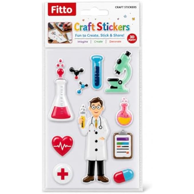 144 Pieces Medical Theme Craft Stickers (32-Piece Self-Adhesive Doctor and Hospital Sticker Sheet for Journals – Cards and DIY Projects)