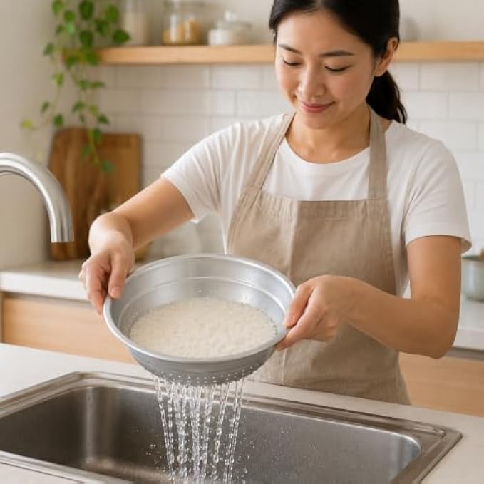 96 Pieces Aluminium Rice Strainers (Size 14 – 35.5 cm Perforated Colander for Rinsing Rice – Grains – Fruits and Vegetables – Silver)