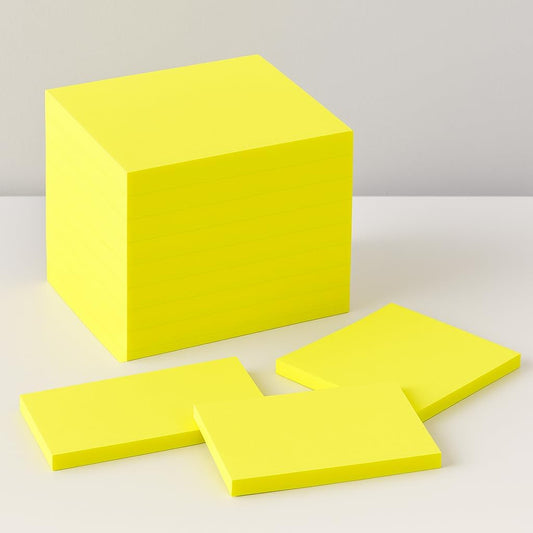 Sticky Notes, 12 Pack, 4x3 Inches, Self-Stick Notes in Assorted Colors, Repositionable Sticky Notes for Office, Home, School, and Classroom – 12 Pads of 100 Sheets Each