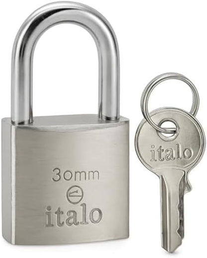 30mm Brass Padlock with 2 Keys - Security Padlock Hardened Steel Shackle for Door Gate Locker Cabinet Luggage