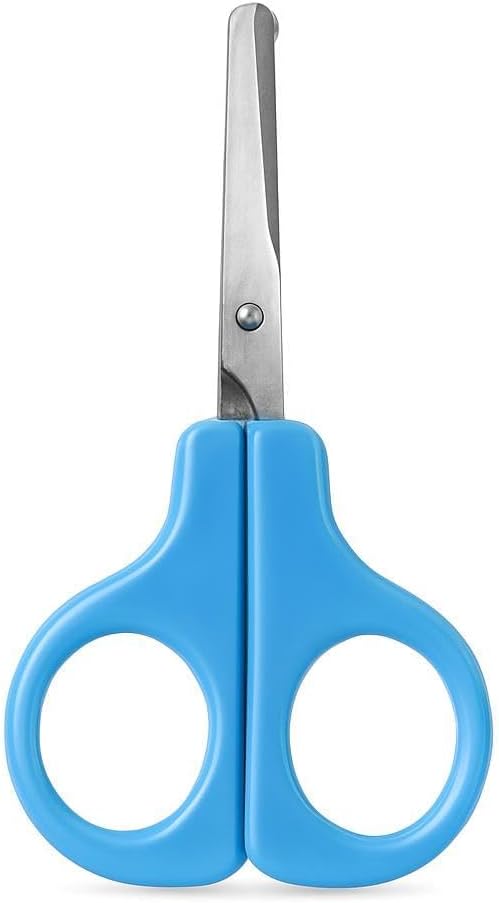 120 Pieces Baby Nail Scissors Blue - Infant Nail Clippers Safety Rounded Tip Stainless Steel Grooming Scissors Soft Grips for Newborns & Kids