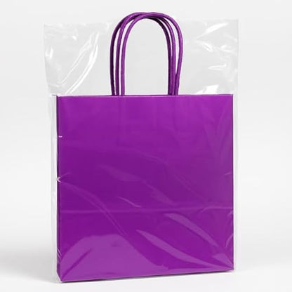 Large Purple Paper Bags with Handles – Recyclable Shopping & Party Favor Bags for Retail, Events, Birthday, Wedding