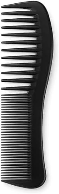 Dual Tooth Comb 19cm Black - Large Tooth & Fine Tooth Hair Comb for Men Women, Wide Tooth Detangling & Fine-Tooth Styling Beard Comb