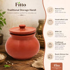 72 Pieces Traditional Clay Storage Handis with Lid (Natural Earthen Pot for Storing Grains – Pulses – Spices and Kitchen Essentials – Terracotta)