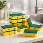 96 Pieces Heavy-Duty Grip Sponge Packs (9 Pieces per Pack – Dual-Layer Scrub and Sponge Cleaning Pads for Dishes – Cookware – Sink and Kitchen Cleaning)