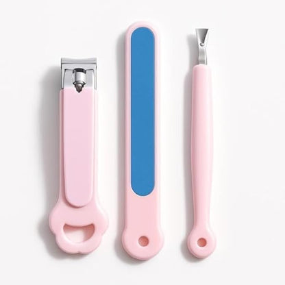 Pink Manicure Set - 10-Piece Nail Care Kit with Stainless Steel Nail Clippers, Cuticle Nipper, Nail File, Tweezers & Scissors in Travel Case
