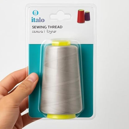 Grey Polyester Sewing Thread 4000 Yards Spool - Strong Low-Lint Thread for Machine & Hand Sewing, Serger, Quilting, Upholstery, Garment Repair