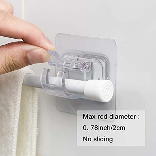 Nail-Free Adjustable Rod Holder – Transparent & White – PVC – 6×6 cm – Pack of 4
