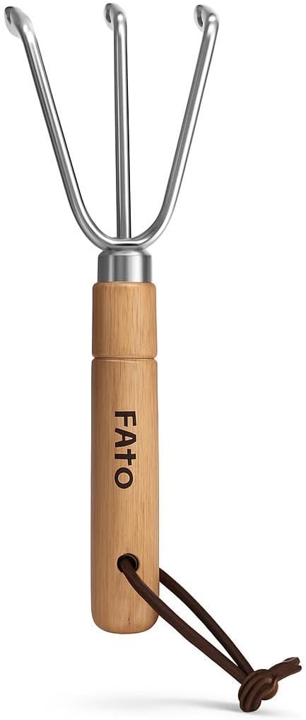 96 Pieces Hand Cultivators with Wooden Handle and Leather Strap for Soil Aeration and Weeding